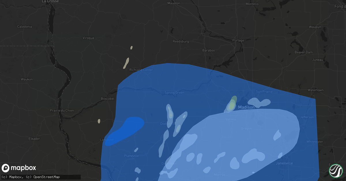 Hail map in Spring Green, WI on June 10, 2026