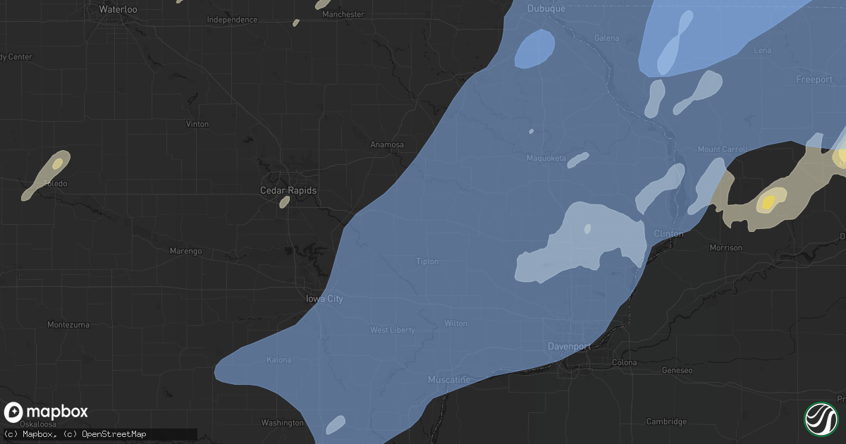 Hail map in Stanwood, IA on June 10, 2026