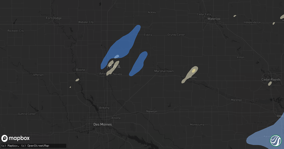 Hail map in State Center, IA on June 10, 2026