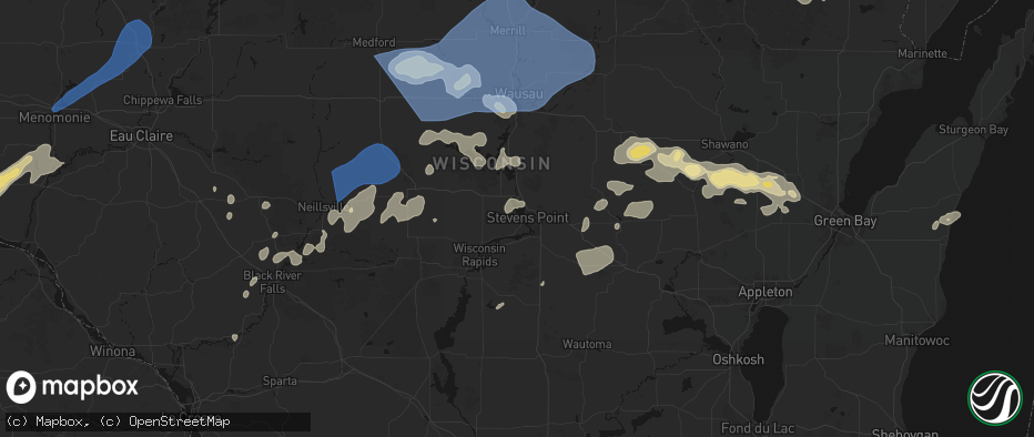 Hail map in Stevens Point, WI on June 10, 2026