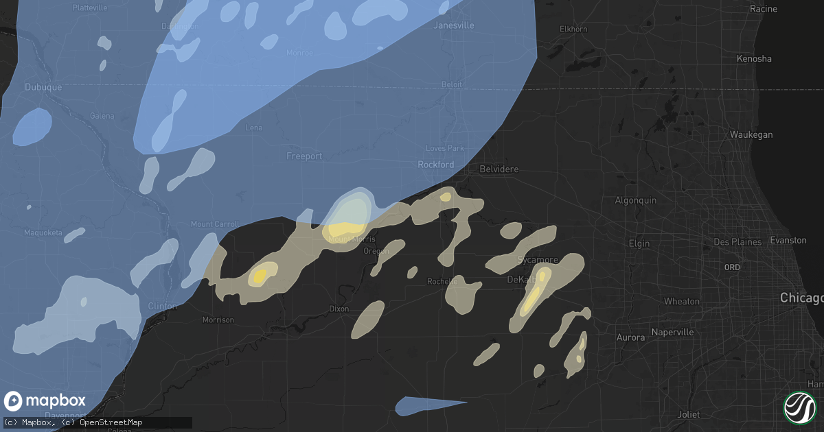 Hail map in Stillman Valley, IL on June 10, 2026