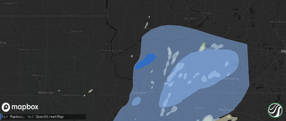 Hail map in Stitzer, WI on June 10, 2026