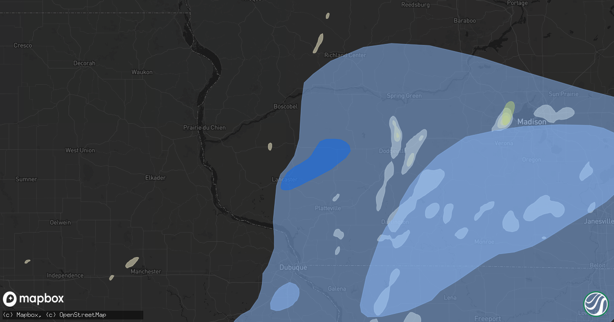 Hail map in Stitzer, WI on June 10, 2026