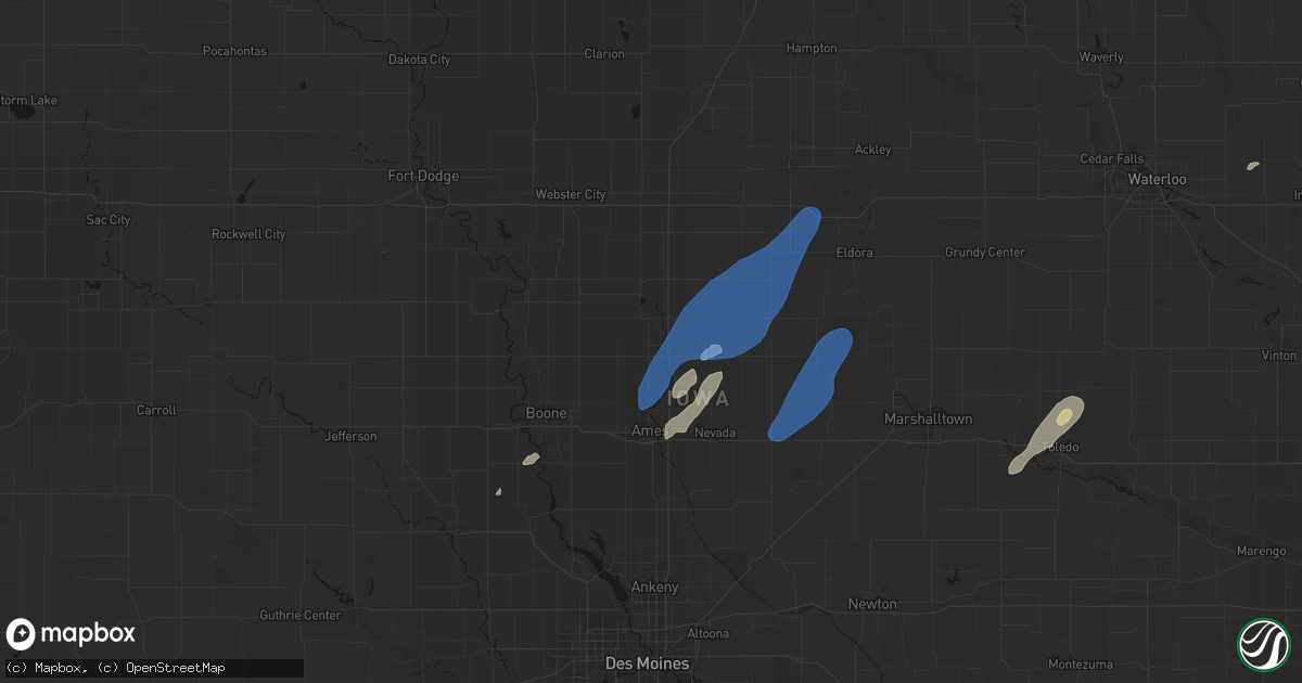 Hail map in Story City, IA on June 10, 2026