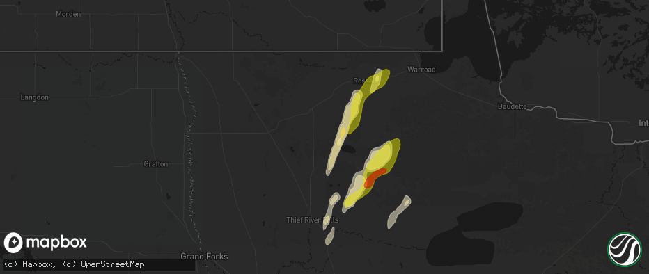 Hail map in Strathcona, MN on June 10, 2026