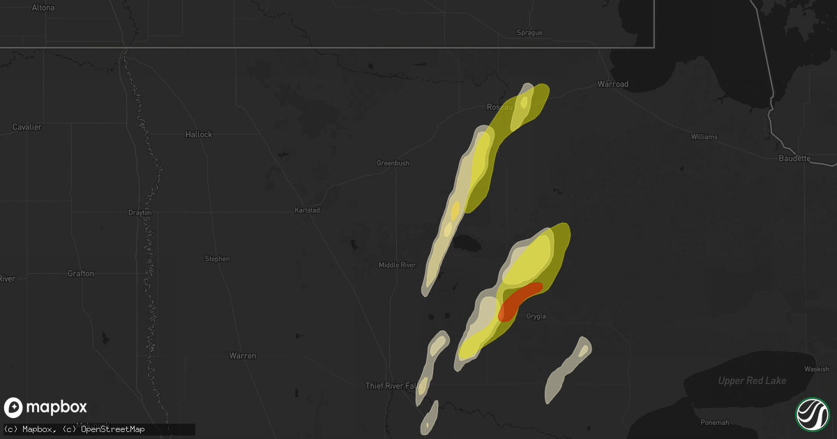 Hail map in Strathcona, MN on June 10, 2026