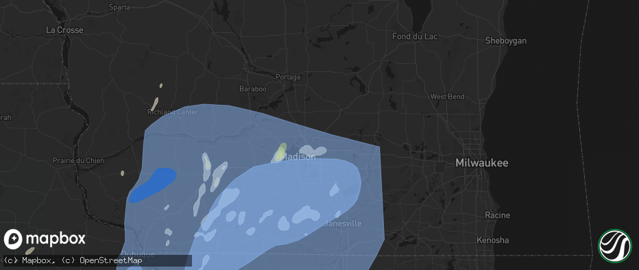 Hail map in Sun Prairie, WI on June 10, 2026