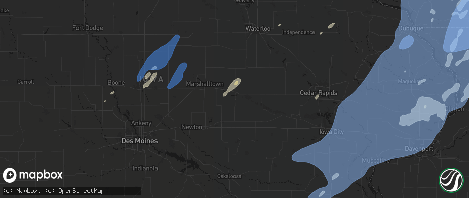 Hail map in Tama, IA on June 10, 2026