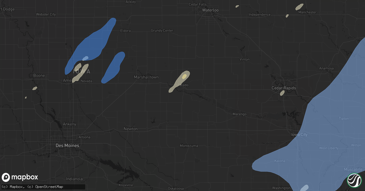 Hail map in Tama, IA on June 10, 2026