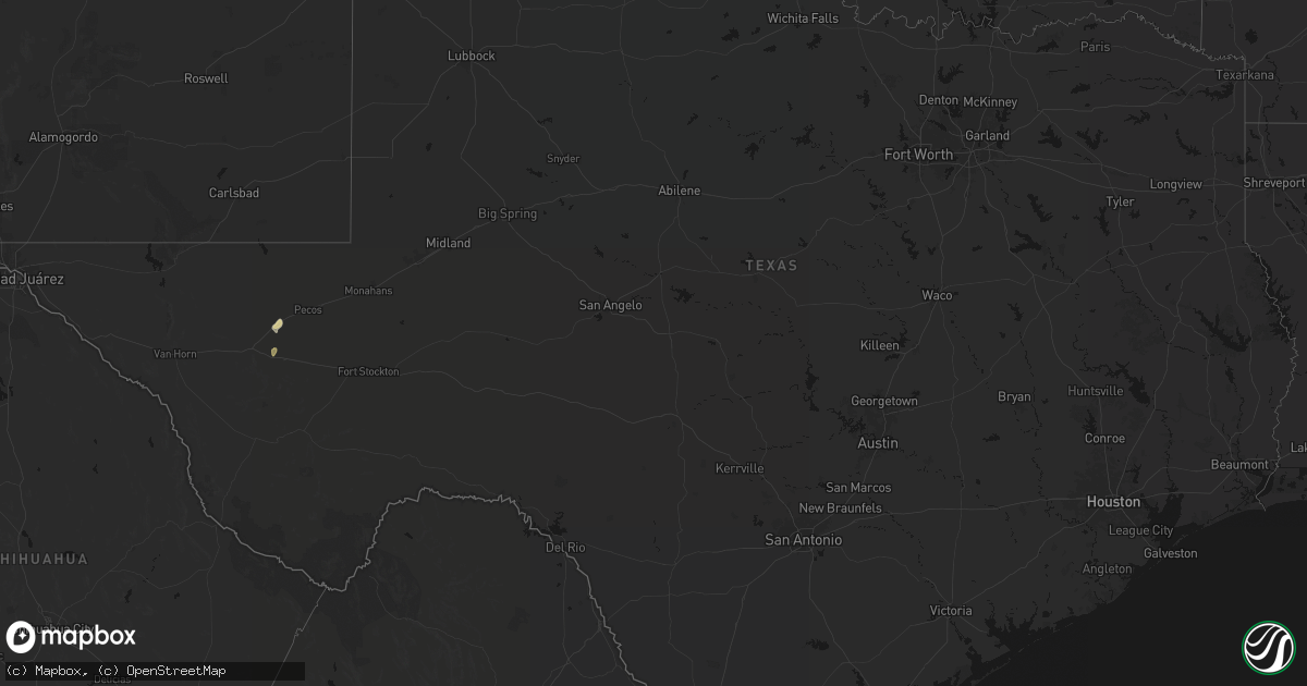 Hail map in Texas on June 10, 2026