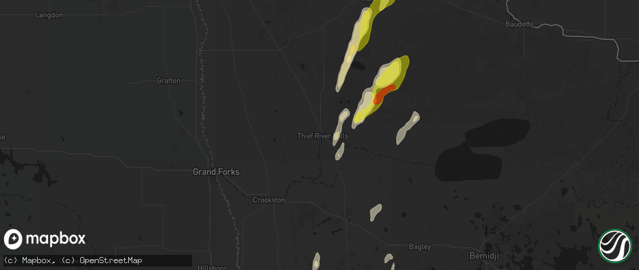 Hail map in Thief River Falls, MN on June 10, 2026