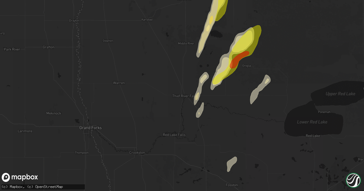 Hail map in Thief River Falls, MN on June 10, 2026