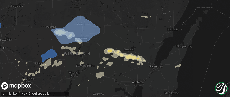 Hail map in Tilleda, WI on June 10, 2026