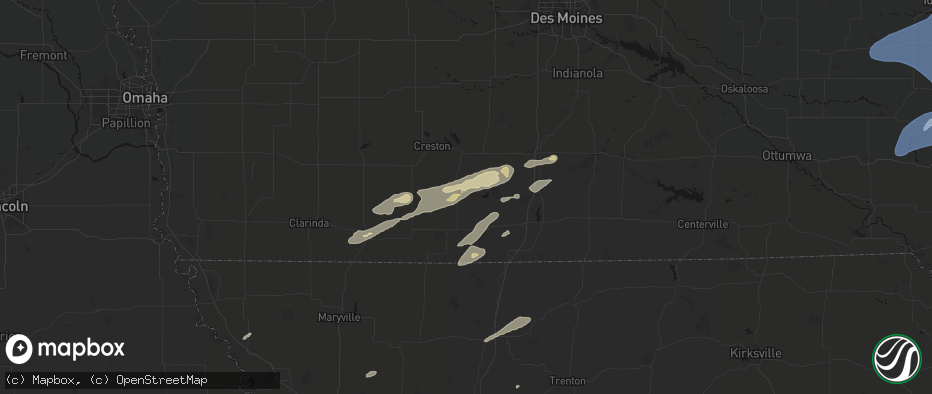 Hail map in Tingley, IA on June 10, 2026