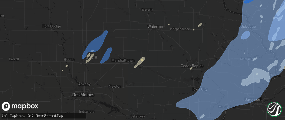 Hail map in Toledo, IA on June 10, 2026