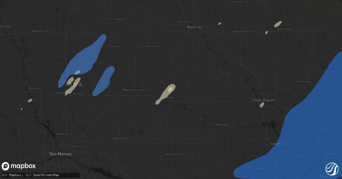 Hail map in Toledo, IA on June 10, 2026