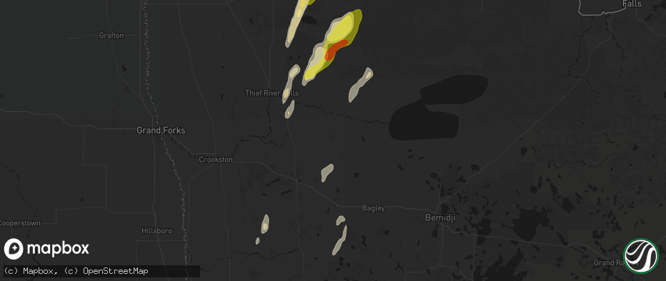 Hail map in Trail, MN on June 10, 2026