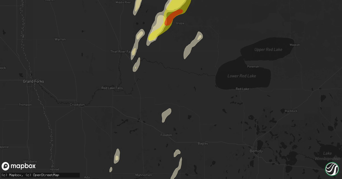 Hail map in Trail, MN on June 10, 2026