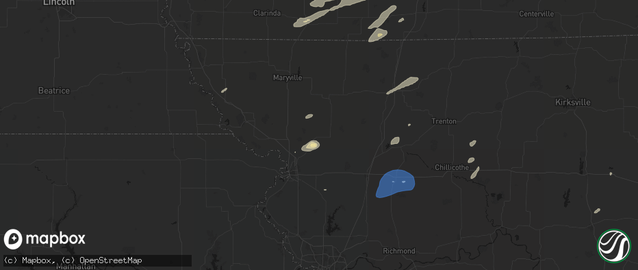 Hail map in Union Star, MO on June 10, 2026