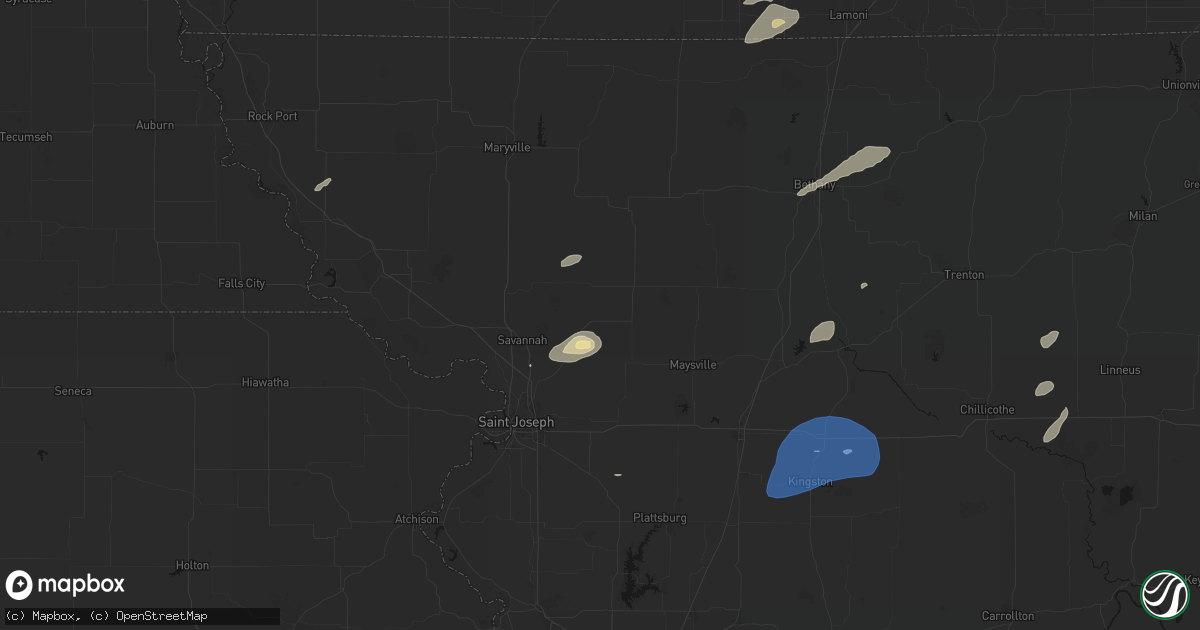 Hail map in Union Star, MO on June 10, 2026