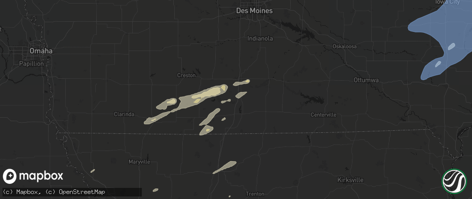 Hail map in Van Wert, IA on June 10, 2026