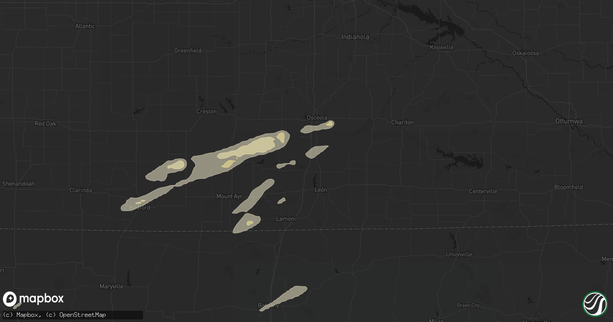 Hail map in Van Wert, IA on June 10, 2026