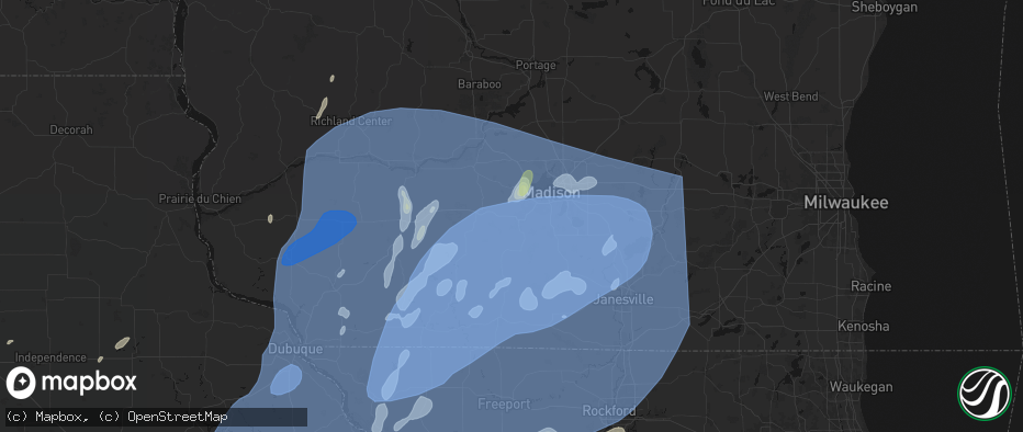 Hail map in Verona, WI on June 10, 2026