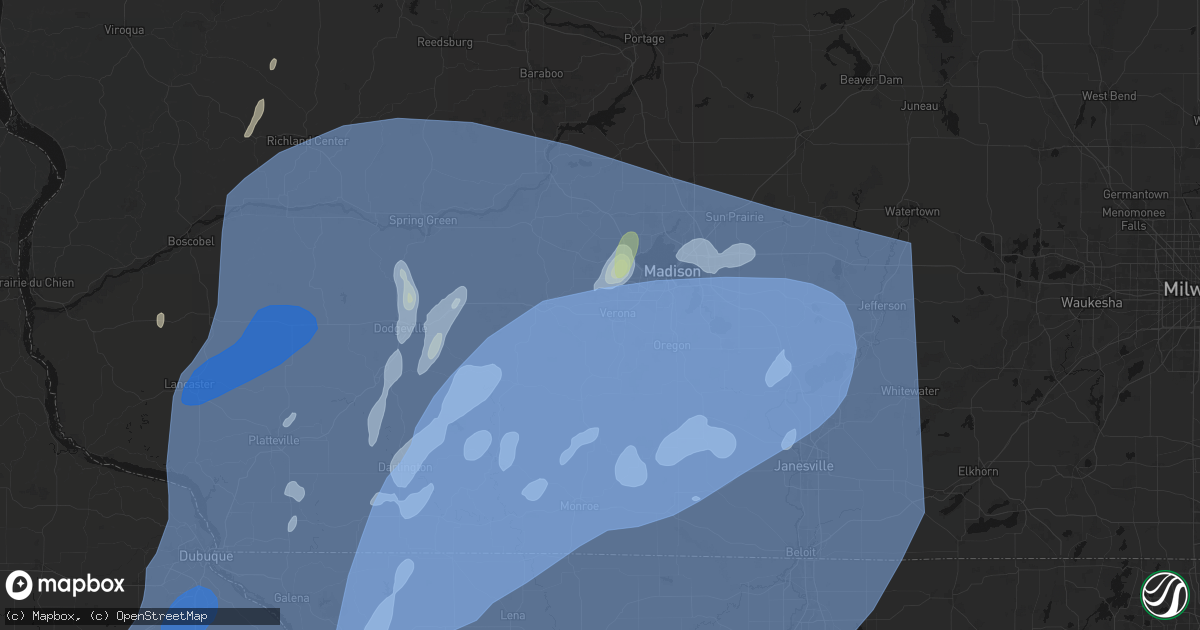 Hail map in Verona, WI on June 10, 2026