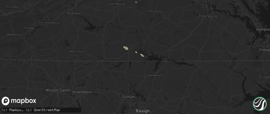 Hail map in Virgilina, VA on June 10, 2026