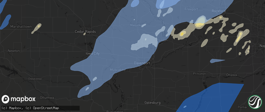 Hail map in Walcott, IA on June 10, 2026