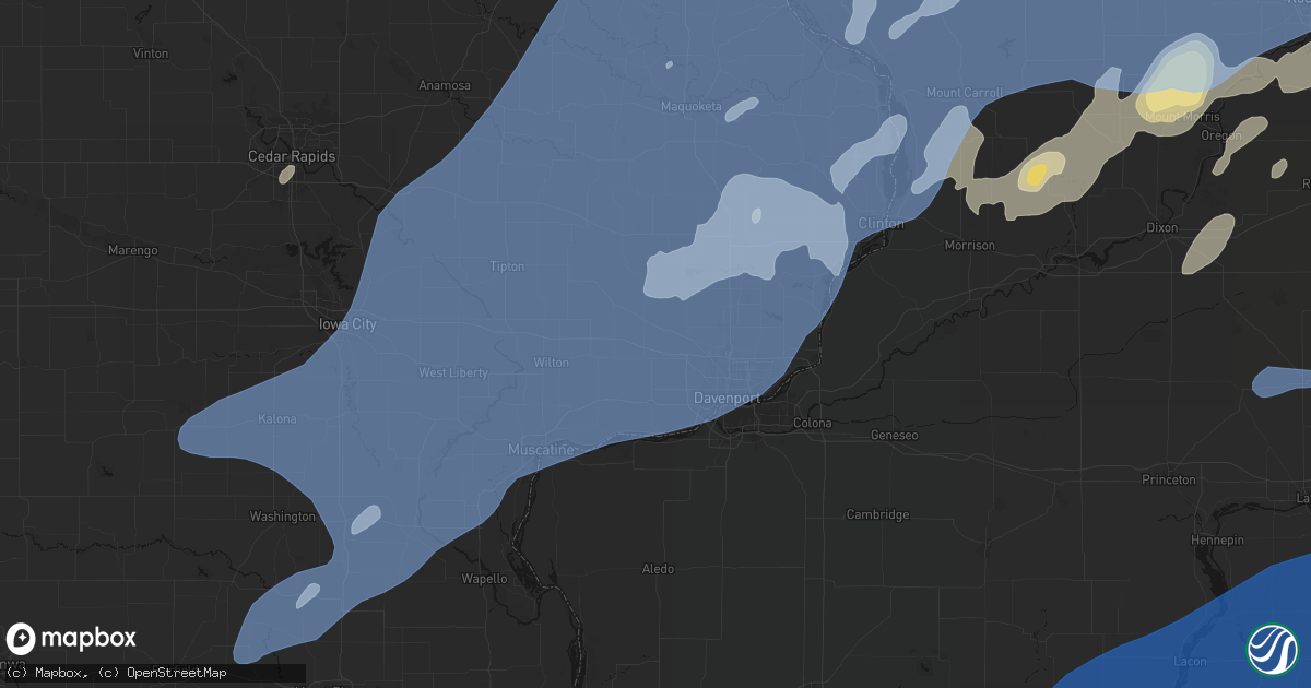 Hail map in Walcott, IA on June 10, 2026