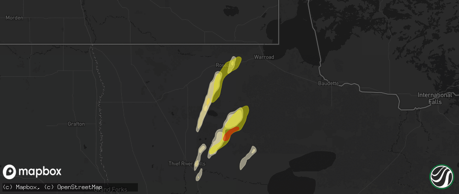 Hail map in Wannaska, MN on June 10, 2026