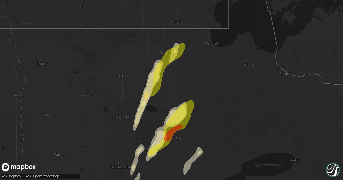 Hail map in Wannaska, MN on June 10, 2026