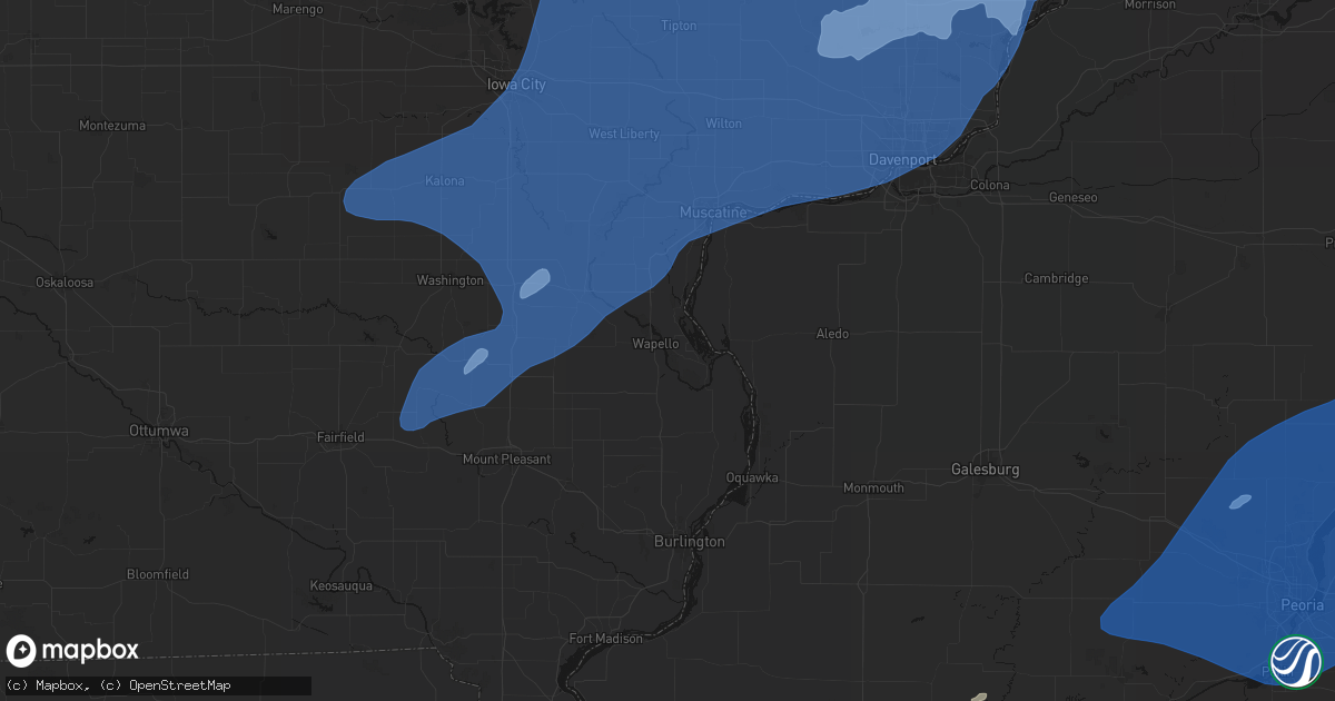 Hail map in Wapello, IA on June 10, 2026