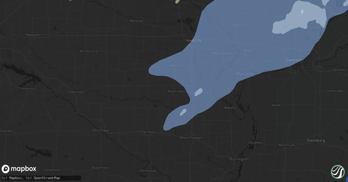 Hail map in Washington, IA on June 10, 2026