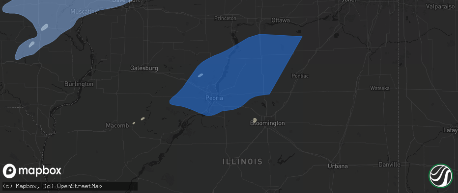 Hail map in Washington, IL on June 10, 2026