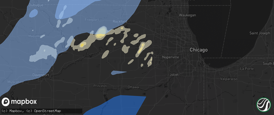 Hail map in Waterman, IL on June 10, 2026