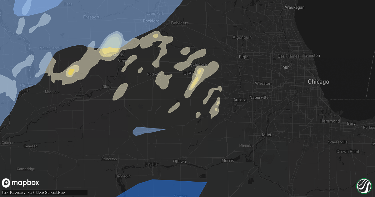 Hail map in Waterman, IL on June 10, 2026
