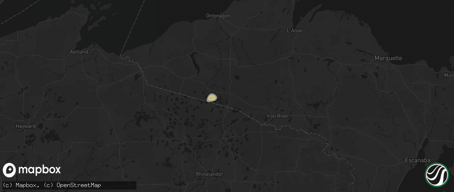 Hail map in Watersmeet, MI on June 10, 2026