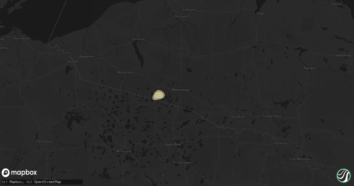 Hail map in Watersmeet, MI on June 10, 2026