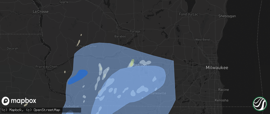 Hail map in Waunakee, WI on June 10, 2026