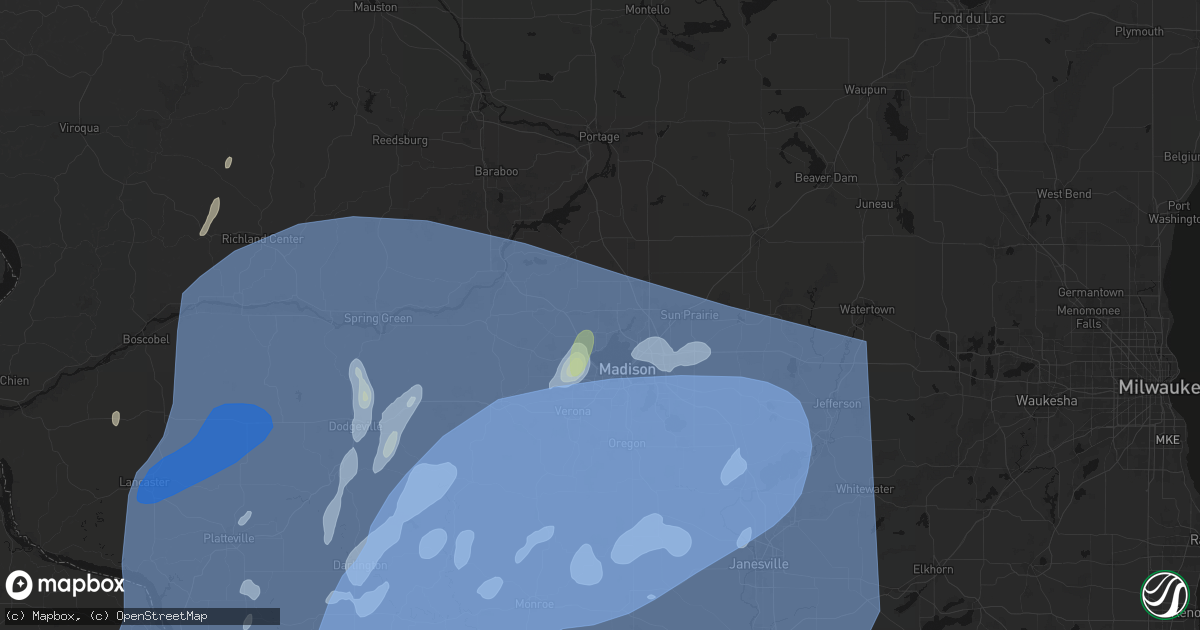 Hail map in Waunakee, WI on June 10, 2026