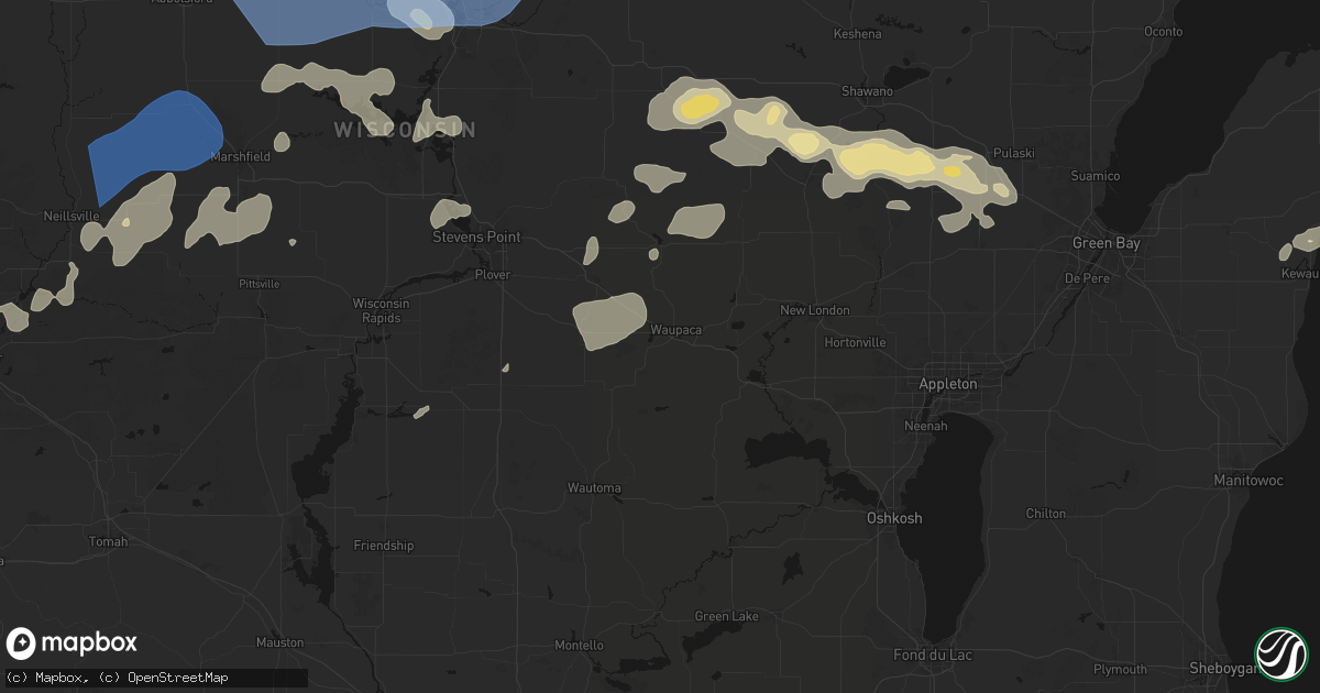 Hail map in Waupaca, WI on June 10, 2026