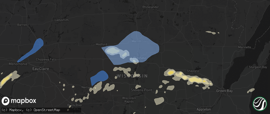 Hail map in Wausau, WI on June 10, 2026