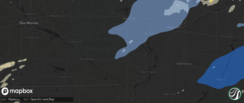 Hail map in Wayland, IA on June 10, 2026