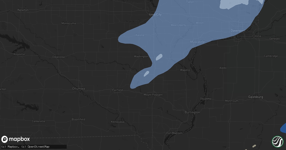 Hail map in Wayland, IA on June 10, 2026