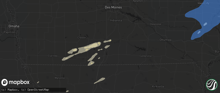Hail map in Weldon, IA on June 10, 2026