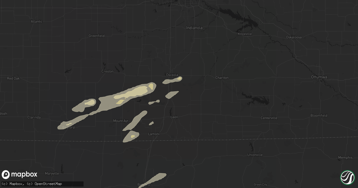 Hail map in Weldon, IA on June 10, 2026