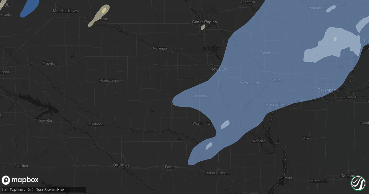Hail map in Wellman, IA on June 10, 2026