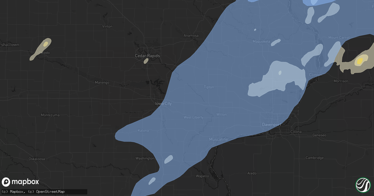 Hail map in West Branch, IA on June 10, 2026